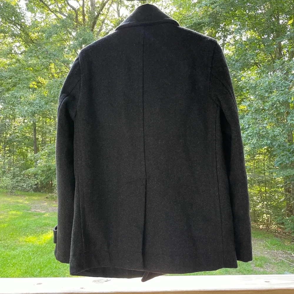 American Eagle Outfitters Mens Wool Blend Double Breasted Pea Coat Charcoal S